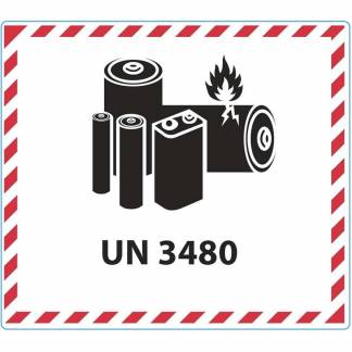 Fareetiket Lithiumbatteri UN 3480 hvid/sort 120x110mm 250stk