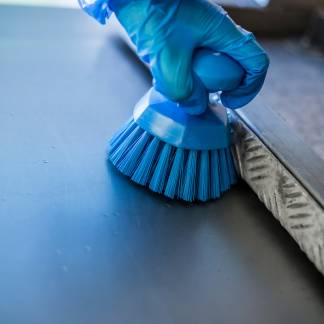 Skurebørste Vikan rund ø110mm stiv rød