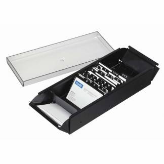 Visitkortkartotek Bantex t/600 kort metal m/røgfarvet låg