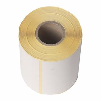 Termoetiket u/tryk hvid TOP 107x26mm permanent klæb Ø45mm