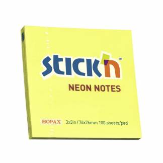 Notes Stick'N NEON gul 76x76mm 100blade