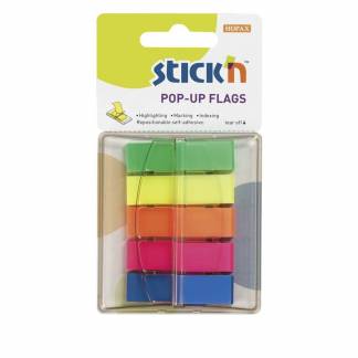 Indeksfaner Stick'N Pop Up 5 ass. farver 45x12mm 5x40stk/pak ASSORTERET 1x1x1mm (200EA)525400