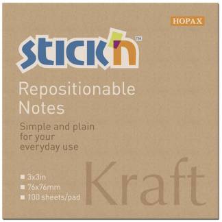 Notes Stick'N Kraftblock brun 76x76mm 100blade genbrug