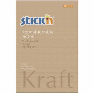 Notes Stick'N Kraftblock brun 150x101mm m/linier 100blade