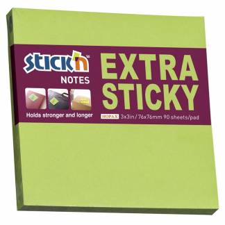 Notes Stick'N Extra Sticky grøn 76x76mm 90blade