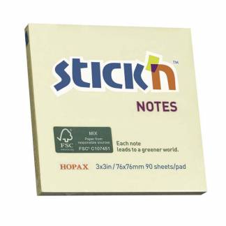 Notes Stick'N gul 76x76mm 90blade/blok