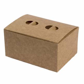 Æske m/2 huller brun 130x93x64mm u/perforering 400stk/pak