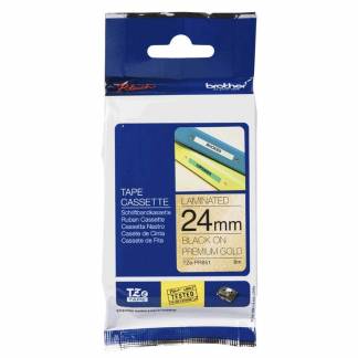 Labeltape Brother TZe-PR851 24mmx8m sort på guld lamineret
