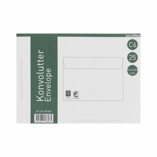 Kuverter C6 70g fugtgummi 114x162mm 25stk/pak