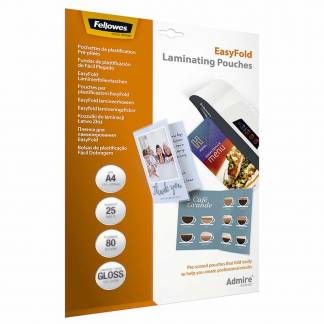 Lamineringslomme Fellowes A4 80g Easyfold 25-pak klar