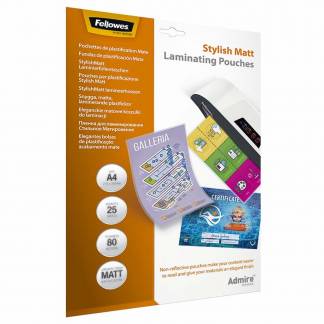 Lamineringslomme Fellowes A4 80g Stylish mat 25-pak