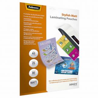 Lamineringslomme Fellowes A3 80g Stylish mat 25-pak
