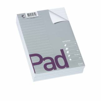 Standardblok A5 hvid linieret toplimet 60g u/huller