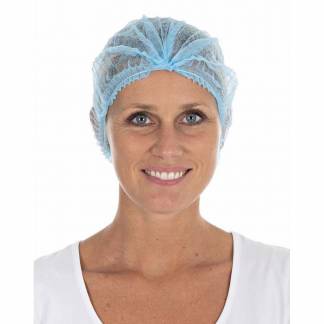 Engangs h&aring;rnet, Mop-Cap 55cm, Non-woven bl&aring;, pakke a 1000 stk