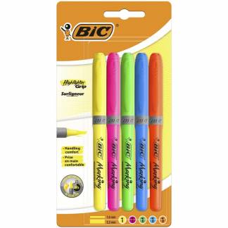 Tekstmarker Bic brite liner Grip ass. 5 stk/pak
