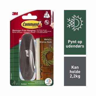 Metalkrog til udend&oslash;rsbrug Command bronzefinish stor 17083BZ-AW
