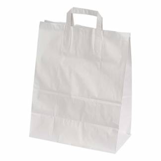 Papirsbærepose hvid 26l 70g 320x170x400mm 225stk/kar