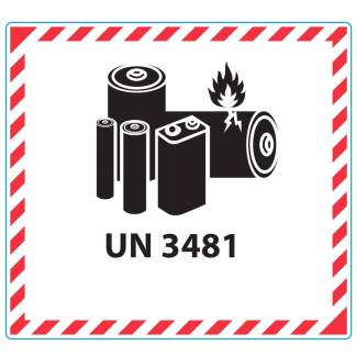 Fareetiket Lithiumbatteri UN 3481 hvid/sort 120x110mm 250stk