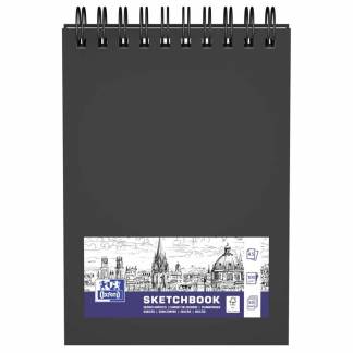 Skitsebog Oxford A5 sort hårdt omslag dobbeltspiral 50ark 100g