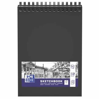 Skitsebog Oxford A4 sort hårdt omslag dobbeltspiral 50ark 100g