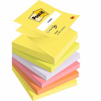 Post-it blok z-notes 76x76mm R330 gul, orange, grøn, lyserød, lilla 6blk/pak