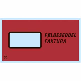 Følgeseddellomme i genbrugsplast LD m/tryk 235x130mm 1000stkkar Plast40/Plast20/Papir48