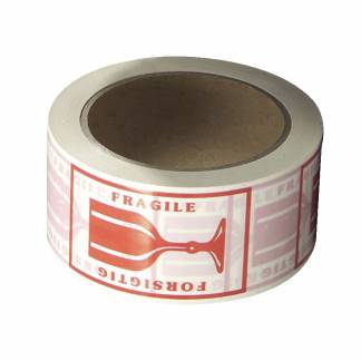 Tape PVC rød tryk 'forsigtig' 48mmx66m