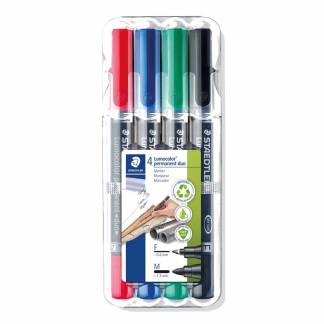 Marker STAEDTLER Lumocolor Duo ass. F 0,6mm /M 1,5mm 4stk/s&aelig;t