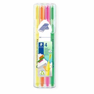 Tekstmarker, Staedtler Triplus, 362-SB4 1-4MM, Spids, assorteret, S&aelig;t med 4 stk
