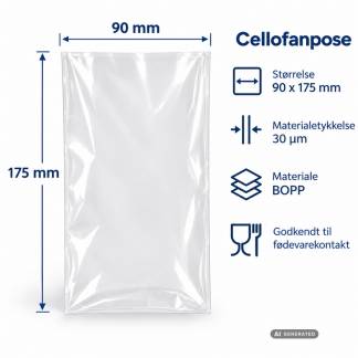 Cellofanpose OPP 90x175mm 35g 1000stk/pak fladpose