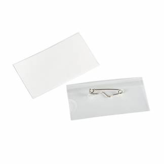 Navneskilte bnt 40x75mm m/sikkerhedsn&aring;l & indstik 50stk/pak Transparent 724200(50EA)