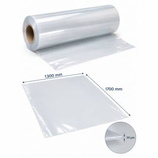 Topark, 30 &micro;m, Rulle, 1300 mm x 510.00 m perforeret for hver 1700 mm genanvendt LDPE, transparent ru