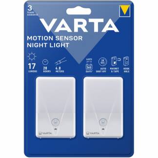 Lampe, Varta, NIGHT 2-PACK 67x96x25mm, Motion sensor, hvid