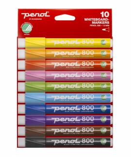 Whiteboardmarker, Penol, 800, assorteret non-permanent, S&aelig;t med 10 stk