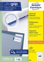 Avery 3651 Universaletiketter, 52,5 x 29,7 mm, A4, uden lak, hvid Uanset hvilken printer du har, brug Avery 3651 universaletiketter med Ultragrip for pr&aelig;cis udskrivning uden papirstop. Design og print med gratis software. K&oslash;b her.