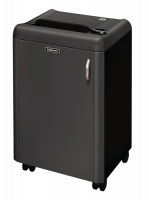 Fellowes Makulator 1050HS Kraftig makulator med høj sikkerhed til privat brug. Makulerer 4 ark pr. gennemløb (70 g/m²) til 0,8x5 mm partikler (sikkerhedsniveau P-7), ca. 15.000 partikler pr. A4-ark.