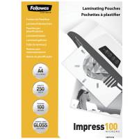 Lamineringslommer A4 250 x 100 Micron Blank Premium lamineringslommer fra Fellowes med blank skinnende overflade i A4. Kan bruges til alle lamineringsmaskiner uanset mærke.