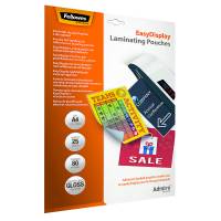 Lamineringslommer A4 25 x 80 Mikron Easy Display Admire lamineringslommer fra Fellowes løfter laminering til et nyt niveau og åbner for helt nye muligheder....