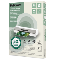 Fellowes Lamineringslommer 50% Genbrug A6 Light 100 Stk Blank Pakke med 100 blanke lamineringslommer i størrelse A6 fra Fellowes. Lommerne er fremstillet af 50 % genanvendt materiale.