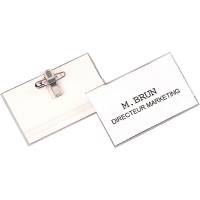 Navneskilt Clip/Nål 56x92 50stk Fellowes navneskilt med clip og nål.