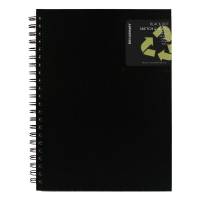 Skitseblok A4 Med PP Front Sort Spiralindbundet skitseblok med genanvendt PP-forside og en ekstra kraftig karton bagside.