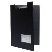 Clipboard A4 Med Forside Sort Med clips, penneholder og skrålomme på indersiden.Visitkortlomme på forsiden.Produceret i Pvc, pap og metal.