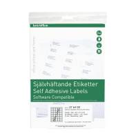 Kopi & Laseretiket 38,1x21,2mm 25 Pakk Hvide selvklæbende etiketter til brug indendørs..Udskriftskvaliteten er i top på både sort/hvid og farveprint.