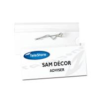 Navneskilt Nål 40x75mm 10 Pack Ideel til store arrangementer som deltageridentifikation: konferencer, seminarer, messer, kongresser osv. Sikkerhedsnål.