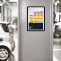 Magneto Ramme SOLO A4x2, Sort En enkel magnetisk ramme uden bagside som fæstes direkte på et magnetisk underlag med 4 magneter placerede i kanterne.