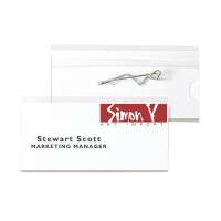 Navneskilt Nål 40x75mm 100stk Navneskilt med nål.100 stk 40x75 mm. Indsættelse af papir medfølger.