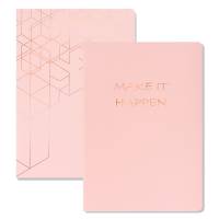 KOZO Notesbog A5 2-pak Lyserød A5 notesbog sæt med 2 stk. Hvidt papir af høj kvalitet. 80 gsm, 48 ark/stk. 1 dotted, 1 linjert