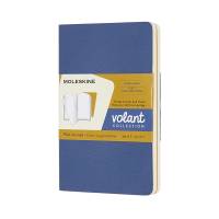 Volant Journal Blank Pocket Blå & Gul 2-Pack Moleskine Volant Journals er lette notesbøger, hvor alle sider er perforerede. Sælges altid i 2-pak med matchende farver og findes i flere forskellige størrelser og farver.
