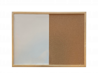 Kork/Whiteboard 40x60cm Træramme Todelt opslagstavle 40x60cm med ensfarvet korkskive samt whiteboard og træramme.