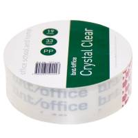 Kristalklar Tape 33m x 19mm PP Krystalklar tape med plastkerne som ikke gulner med tiden. Mål: 33mx19mm...